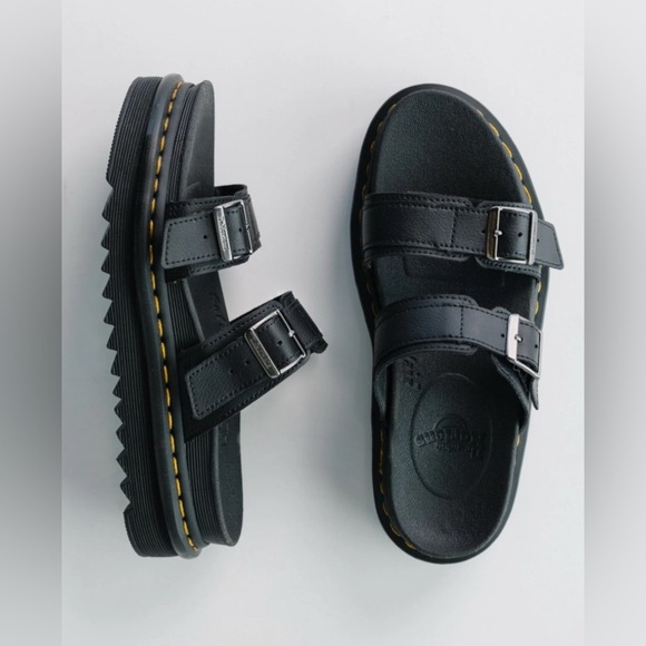 Dr. Doc Martens Myles Black Leather Platform‎ Sandals Womens Size 7 AW004 - Picture 3 of 8